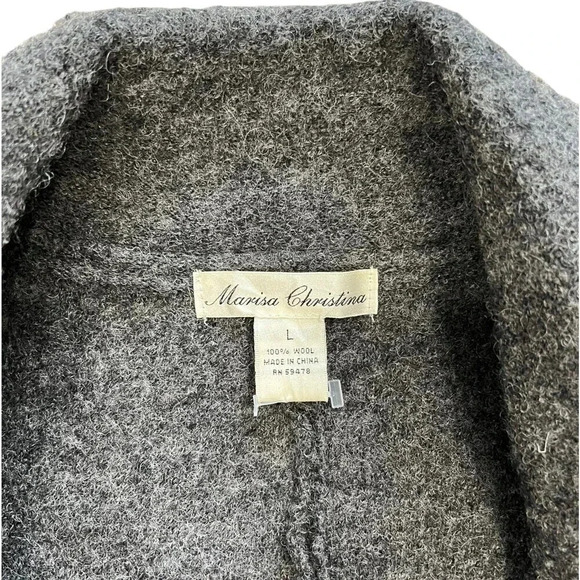 Marisa Christina Gray Wool Long Knit Coat L - Picture 3 of 4